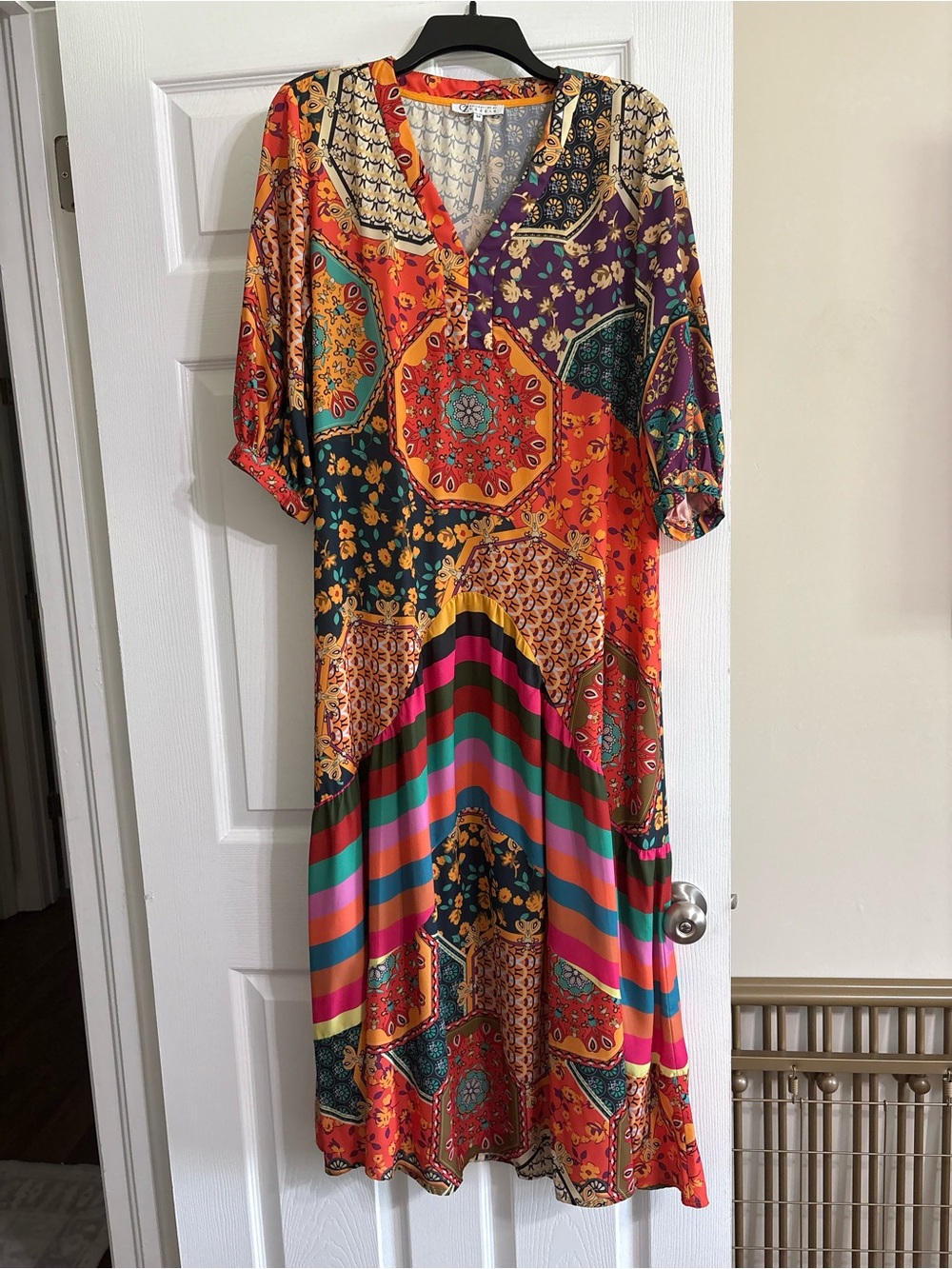 Cezele Boho Multicolor Paisley Floral Print Dress size medium